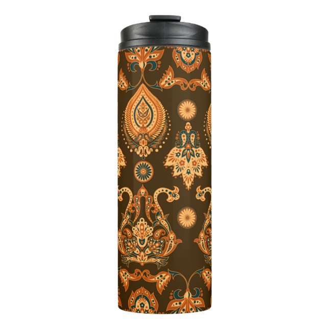 Garrafa Térmica Padrão floral uniforme do estilo Damask (Frente)