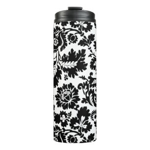 Garrafa Térmica Padrão Floral Veneziano Preto e Branco de William 