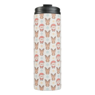 Garrafa Térmica Padrão Fofo de Papai Noel e Rena