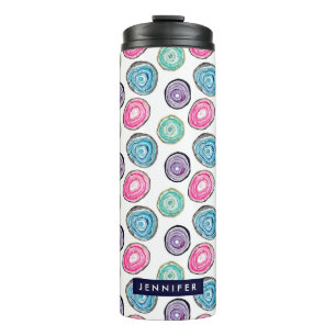 Garrafa Térmica Padrão geodo rosa púrpura azul-escura-claro person