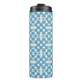 Garrafa Térmica Padrão Geométrico Abstrato Azul e Branco