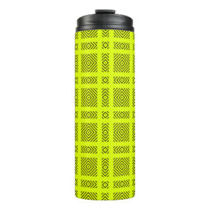 Garrafa Térmica Padrão geométrico amarelo-limão