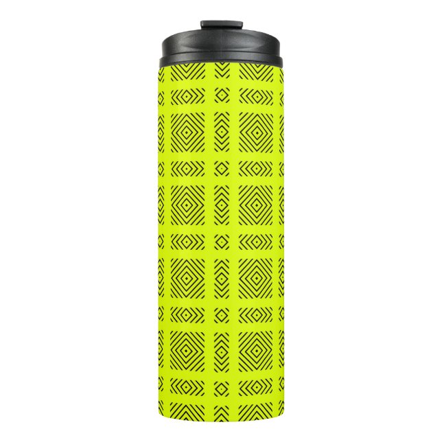 Garrafa Térmica Padrão geométrico amarelo-limão (Frente)