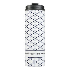 Garrafa Térmica Padrão Geométrico Azul Marinho em Branco