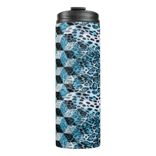 Garrafa Térmica Padrão geométrico com pele-leopardo, pateta-leop