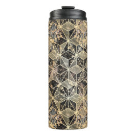 Garrafa Térmica Padrão geométrico de mármore e Dourado