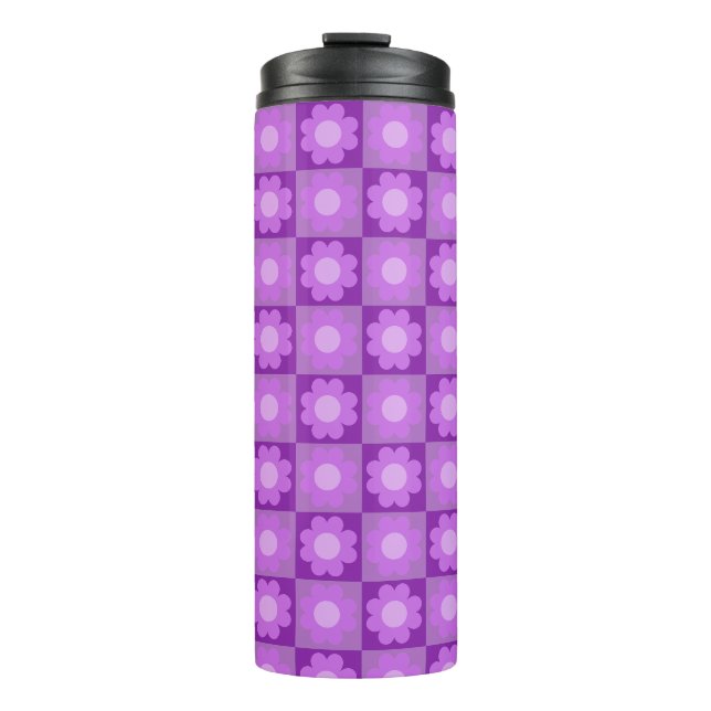 Garrafa Térmica Padrão Geométrico Floral Roxo (Frente)