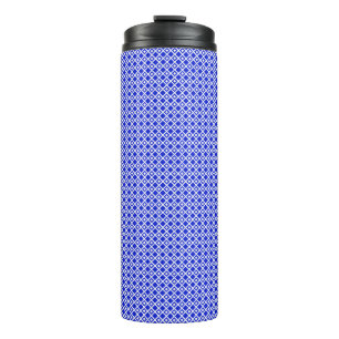 Garrafa Térmica Padrão Geométrico Moderno de Diamantes em Azul e B