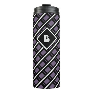 Garrafa Térmica Padrão Geométrico Moderno Funky Roxo Monograma
