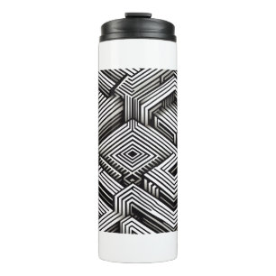 Garrafa Térmica Padrão Geométrico Monocromático Abstrato Moderno e