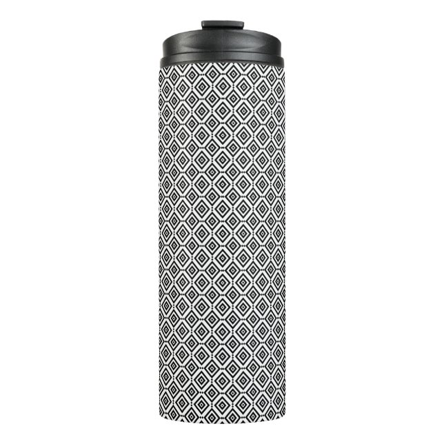 Garrafa Térmica Padrão Geométrico Preto e Branco (Frente)