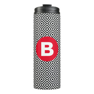 Garrafa Térmica Padrão Geométrico Preto e Branco com Monograma Ver
