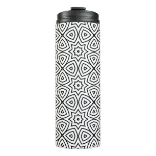 Garrafa Térmica Padrão Geométrico Preto e Branco Moderno