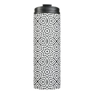 Garrafa Térmica Padrão Geométrico Preto e Branco Moderno