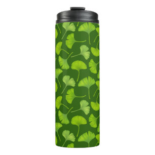 Garrafa Térmica Padrão Ginkgo em verde escuro