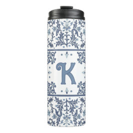Garrafa Térmica Padrão Gráfico Floral do Rico Azul Personalizado