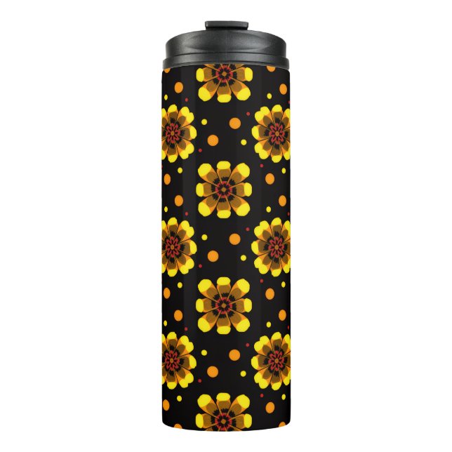 Garrafa Térmica Padrão Groovy 70s Flor de Margarida Poderoso (Frente)