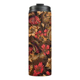 Garrafa Térmica Padrão koi do dragão japonês.