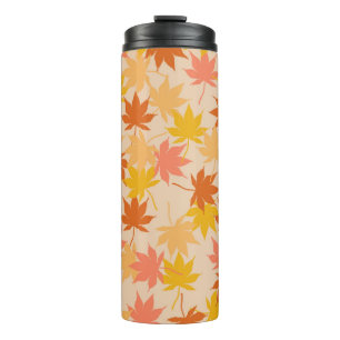 Garrafa Térmica Padrão Laranja Castanho Autumn Folhas Florais Y2K