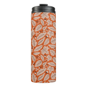 Garrafa Térmica Padrão Laranja Fall Folhas & Acorns