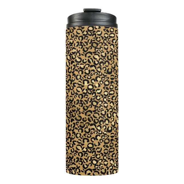 Garrafa Térmica Padrão Leopardo Dourado (Frente)