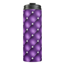 Garrafa Térmica Padrão Luxuoso de Diamante Rebordado Roxo
