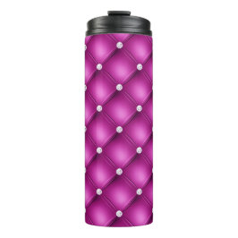 Garrafa Térmica Padrão Luxuoso de Diamante Rosa Tufted
