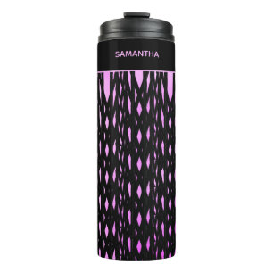 Garrafa Térmica Padrão Mágico rosa, branco e preto