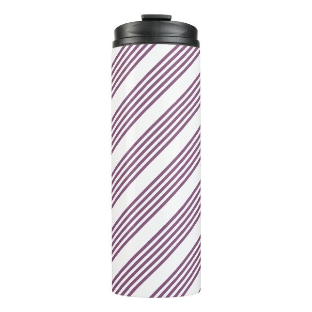 Garrafa Térmica Padrão Mauve roxo e branco de cinco faixas (Frente)