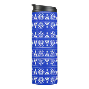 Garrafa Térmica Padrão Mediterrâneo Árabe Grego Azul