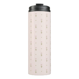 Garrafa Térmica Padrão Minimalista de Flores Silvestres com Pontos