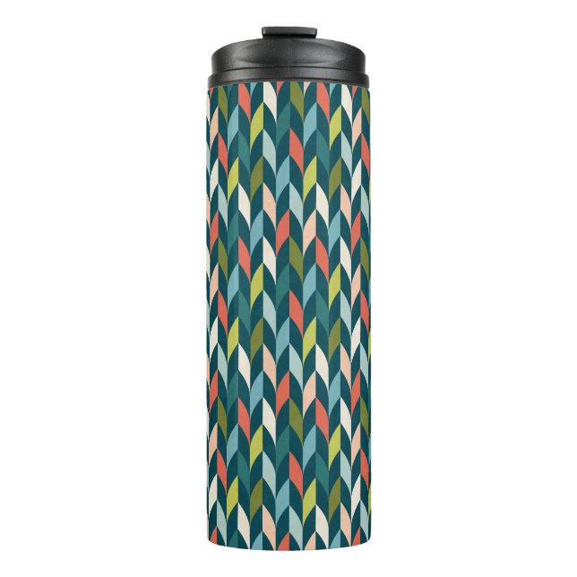 Garrafa Térmica Padrão Moderno de Teal e Coral do Século Médio (Frente)