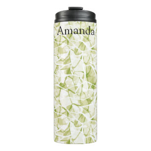 Garrafa Térmica padrão moderno elegante abstrato azeitona-branco  