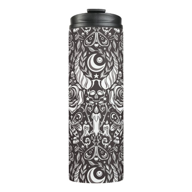 Garrafa Térmica Padrão monocromático gótico (Frente)