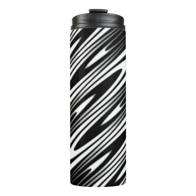 Garrafa Térmica padrão orgânico contínuo ondulado preto e branco (Frente)