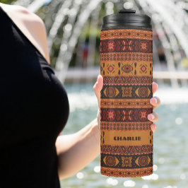 Garrafa Térmica Padrão Ornamental Moderno Terracotta Tribal