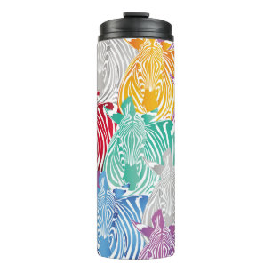 Garrafa Térmica Padrão perfeito de zebra colorida. Textu de animai