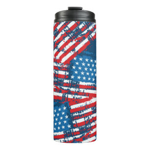 Garrafa Térmica Padrão Pintado de Bandeira Americana Incomodada