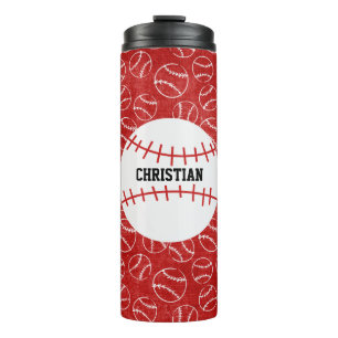 Garrafa Térmica Padrão Red Baseball Personalizado com Baseball