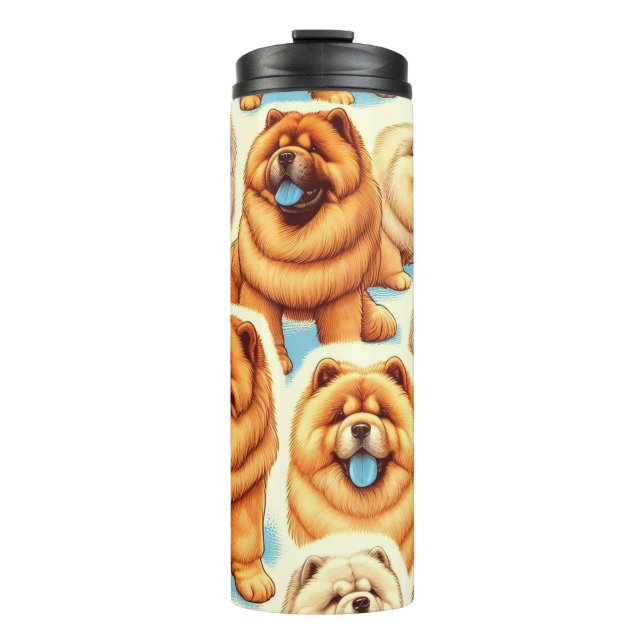 Garrafa Térmica Padrão Retro Chow-Chow Sem Vista (Frente)
