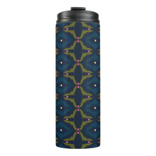 Garrafa Térmica Padrão Retro Vintage Azul Profundo
