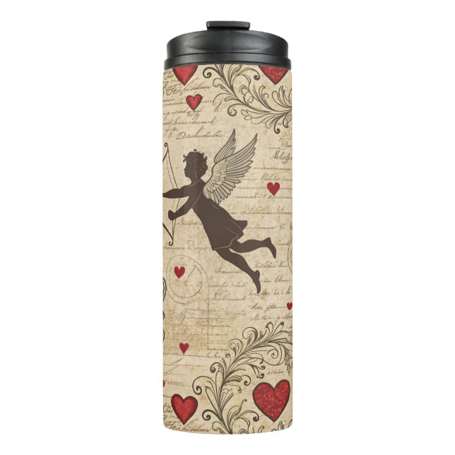 Garrafa Térmica Padrão Romântico de Cupido Vintage (6) (Frente)