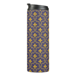 Garrafa Térmica Padrão Roxo e Dourado da Flor-de-Lis Real