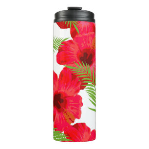 Garrafa Térmica Padrão sem costura com flor tropical, palma