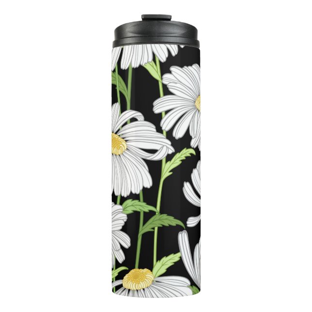 Garrafa Térmica padrão sem costura com flores de verão (Frente)