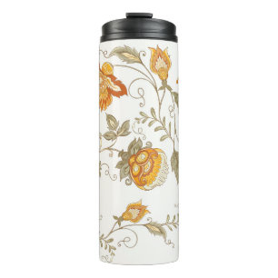 Garrafa Térmica Padrão sem costura com flores ornamentais estiliza