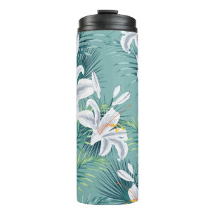 Garrafa Térmica Padrão sem costura com folhas tropicais e real wc