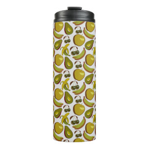 Garrafa Térmica Padrão sem costura de fruta tropical amarelo e bra