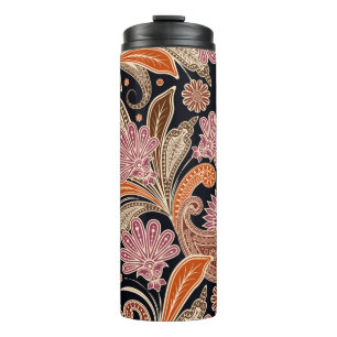 Garrafa Térmica Padrão sem costura Design de Paisley tradicional