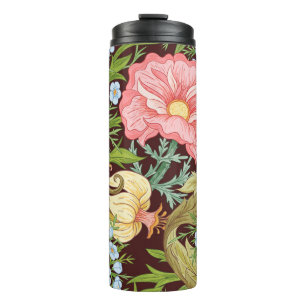 Garrafa Térmica Padrão sem costura floral, fundo com arte no